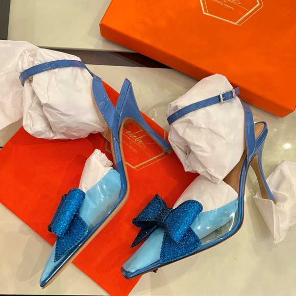 Nalebe Diamante Bow Pumps in Blue - Picture 1 of 8
